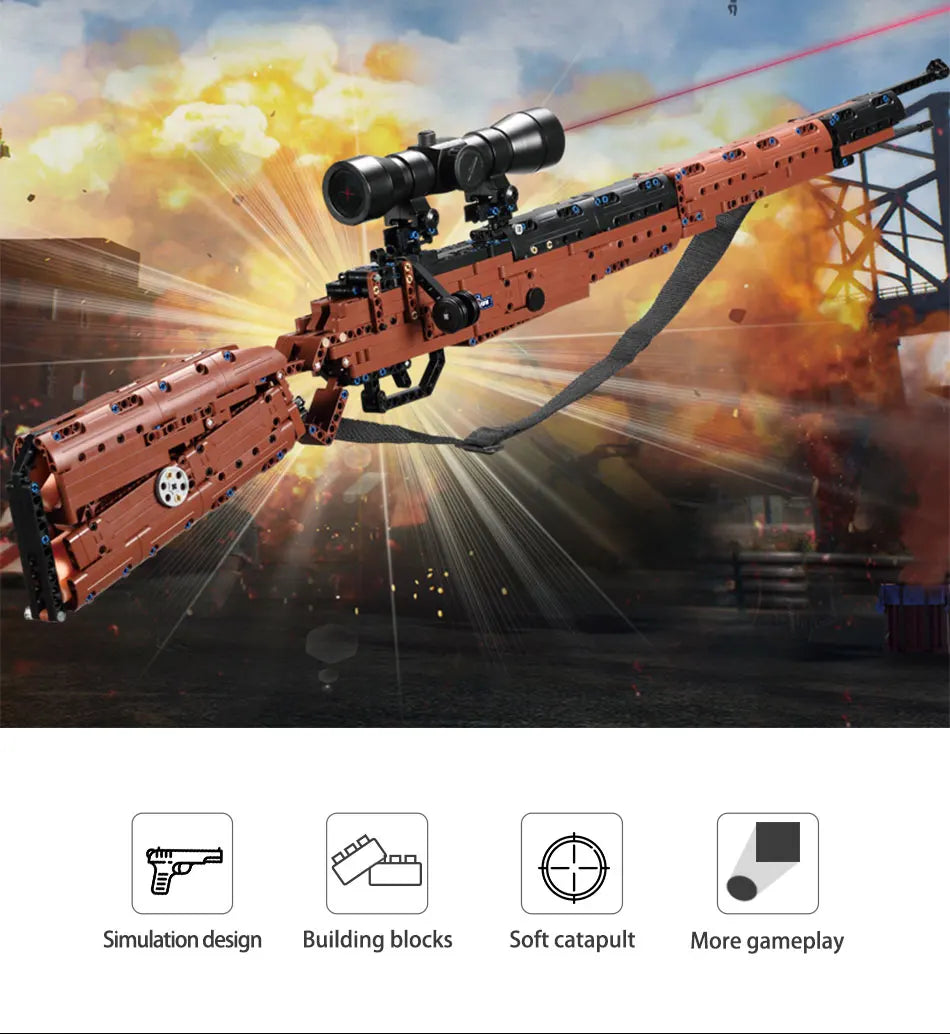 653 Pcs SWAT Military WW2 Weapon 98K Sniper gun sighting telescope Models Building Blocks Compatible GUN Blocks Toys Gifts