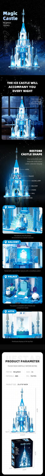 Crystalline Sovereign | Illuminated Ice Castle (732 pcs)