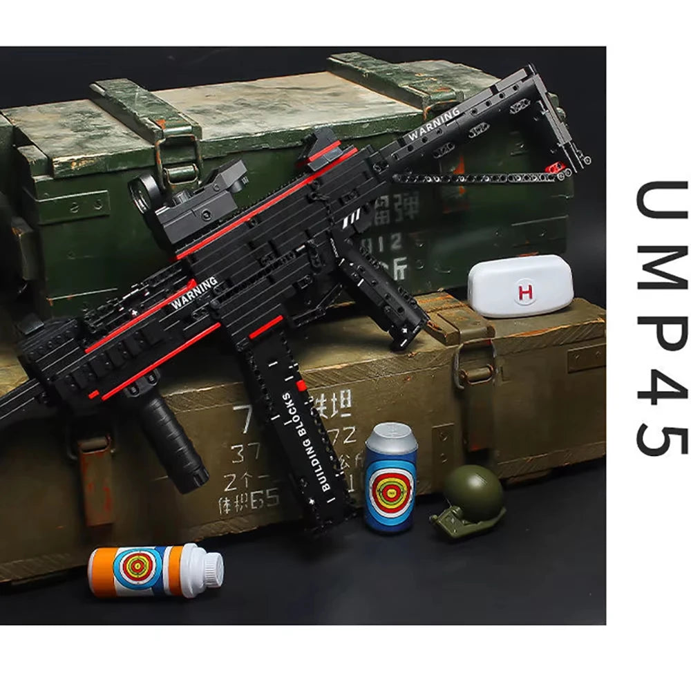 983pcs City Technical Police Military Weapon Assault Rifle Building Blocks UMP45 Shootable Imitation Gun Brick Toy Kids Gifts