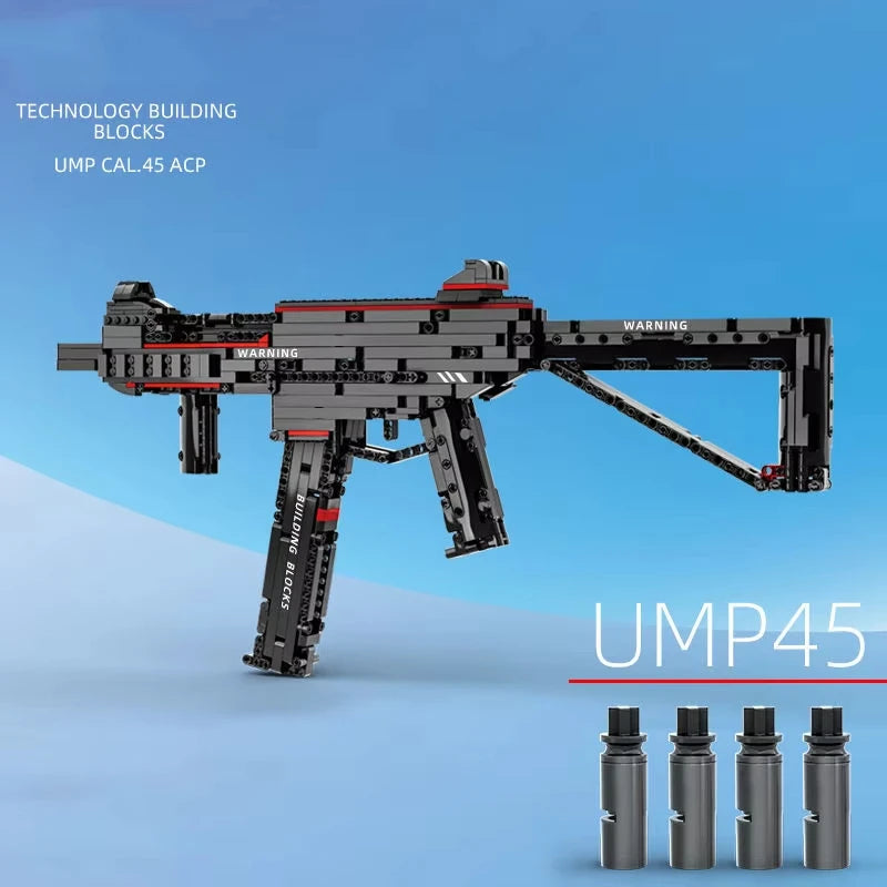 983pcs City Technical Police Military Weapon Assault Rifle Building Blocks UMP45 Shootable Imitation Gun Brick Toy Kids Gifts