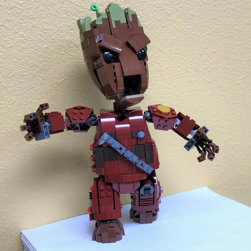 595Pcs Moc Galaxy Guardian Custom Baby Groot Model Building Blocks DIY Creative Assembly Bricks Toy Boys Present