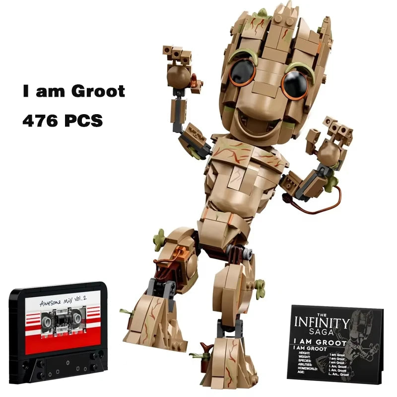 Miniso Guardians Galaxy Rocket Raccoon I AM Groot SUPERHEROES Avengers Model Figures Building Block Bricks Toy Gift Kid