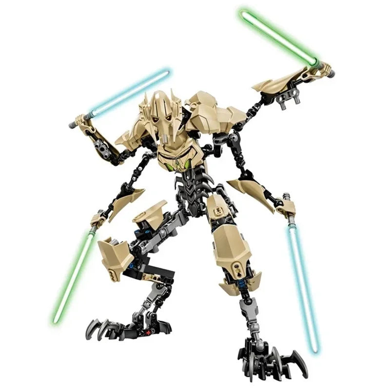 Hot 32cm Ksz714 Star Toy Anime  Action Figure Robot Grievous With Lightsaber Hilt Combat Model Building Blocks Gifts